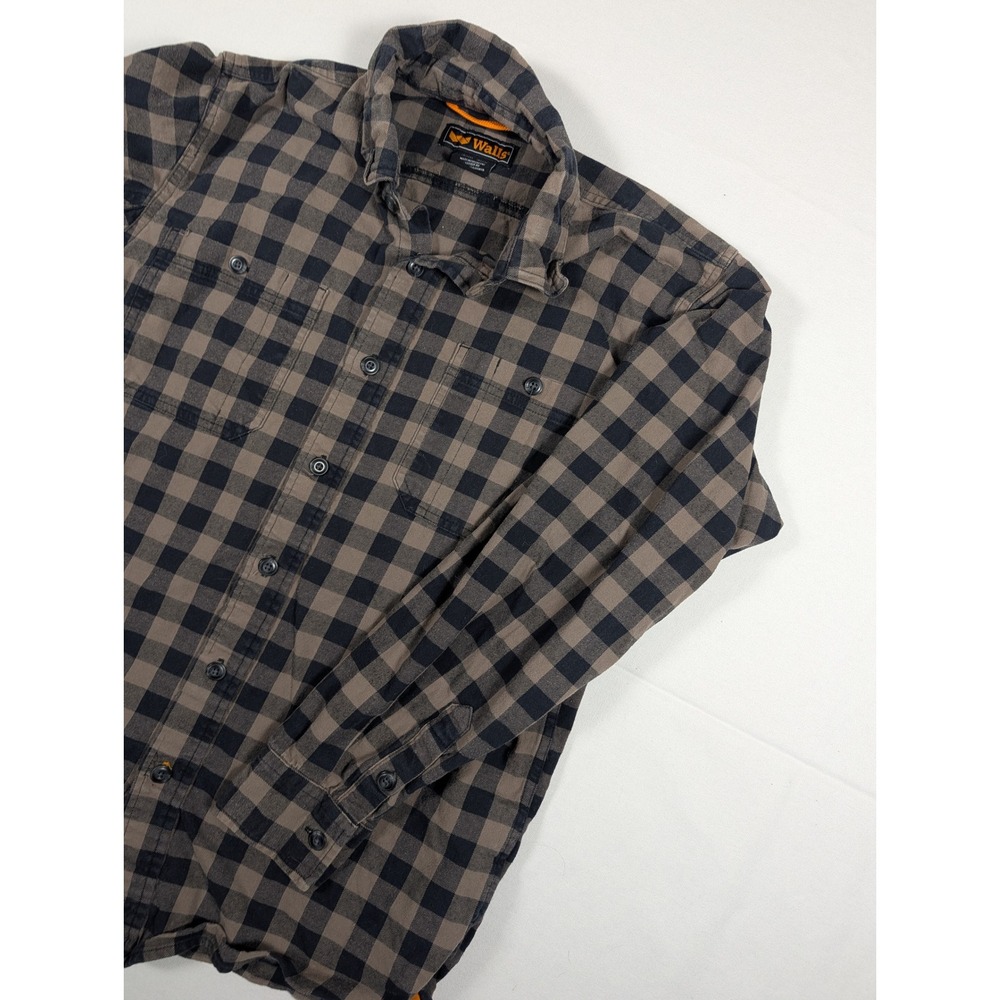Walls Mens Brown Black Buffalo Plaid Long Sleeve Stretch Work Shirt YL860OBB M